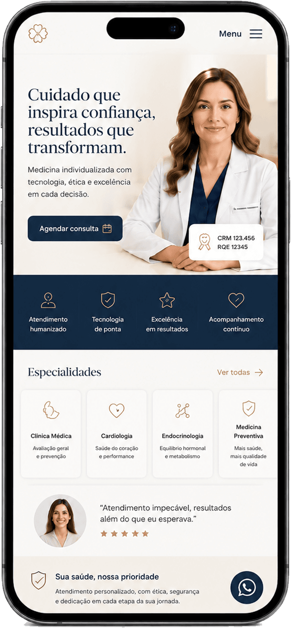 Site médico responsivo em celular